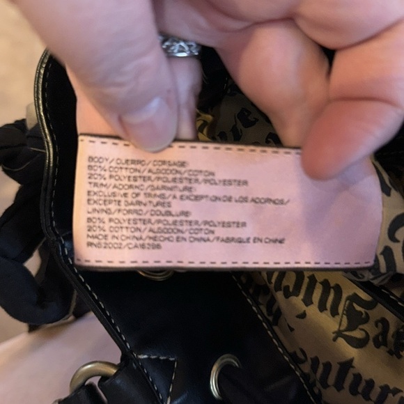 Vintage Black Juicy Couture Tote Bag Purse Handbag Daydreamer Floral Y2K - Picture 14 of 14